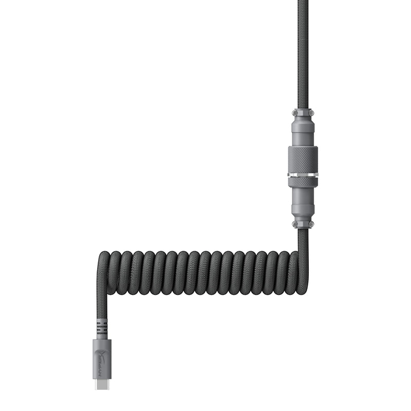 HyperX Coiled Cable - Durable Coiled Cable, Stylish Design, 5-Pin Aviator Connector, USB-C to USB-A - Grey