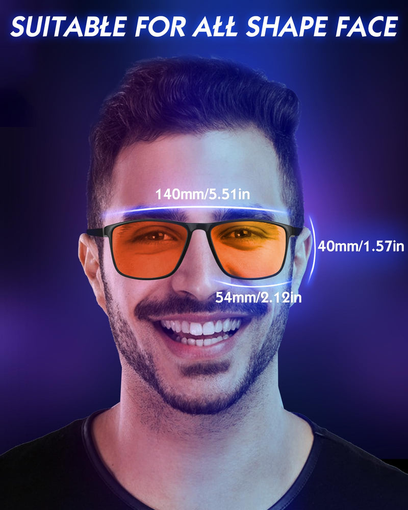 Blue Light Blocking Glasses Gaming- Filtering Computer Gaming Screen/TV/Phone UV Blue Ray Black Dark-orange
