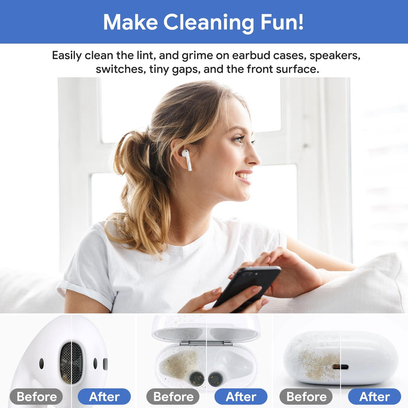 iPhone Cleaning Kit iPhone Cleaner,12 in 1 Port Cleaner Repair & Restore Tool for AirPod iPhone 15 14 13 12 11 Pro Max/X/XS/XR 7 8 Plus iPad Samsung Galaxy Lightning and USB C Charging Port, Cables Black