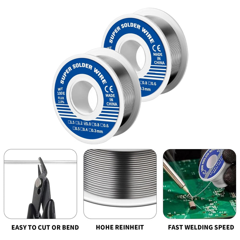 Solder with Flux, Soldering Wire 1 mm 100 g Lead-free Solder with Rosin Core, Low Temperature Soldering Wire Soldering Wire Soldering Wire Soldering for Electronic Electric Soldering DIY and Repair