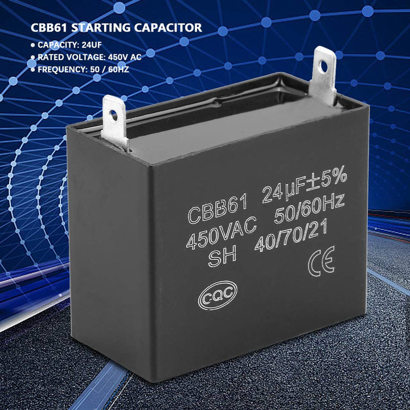 CBB61 capacitor 450V AC 24uF 50Hz/60Hz for 400/350/300/250VAC UL/RU ratings