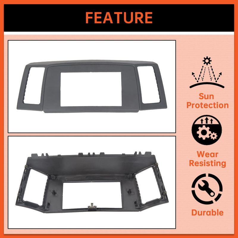 ECOTRIC Double Din Navigation Radio Bezel Dash Compatible with 2005-2007 Jeep Grand Cherokee with Wiring Harness Antenna Adapter