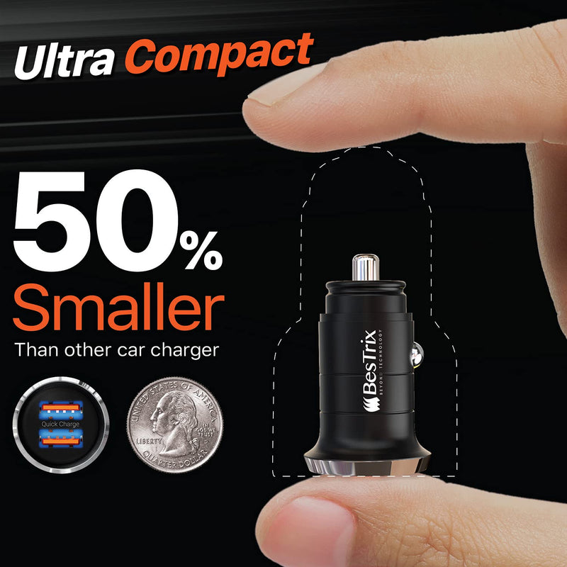 Car Charger Quick Charge 4.0 Dual USB 5A/30W Fast Car USB Charger Adapter 3A + Smart IC 2.4A - Compatible with Any iPhone/iPad/Samsung Galaxy S10 S9 S8 S7 S6 Note LG Nexus by BESTRIX (x2)