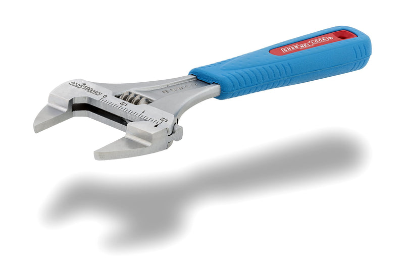 Channellock Adjustable Wrench 8SWCB Code Blue WideAzz Slim Jaw - Precise Grip, Wide Mouth - 8 In 8-Inch WideAzz Slim Jaw