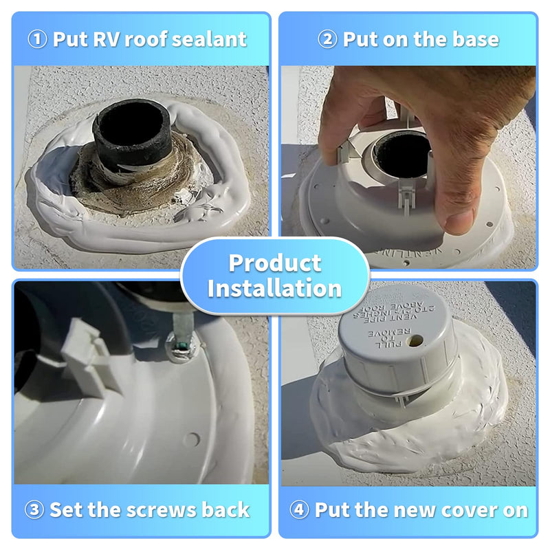 RV Plumbing Vent Caps - Camper Vent Cap Replacement for RV Trailer Camper Motorhome, RV Roof Sewer Vent Cover Caps Kit for 1 to 2 3/8 Inch Pipe - White (2 Pack)