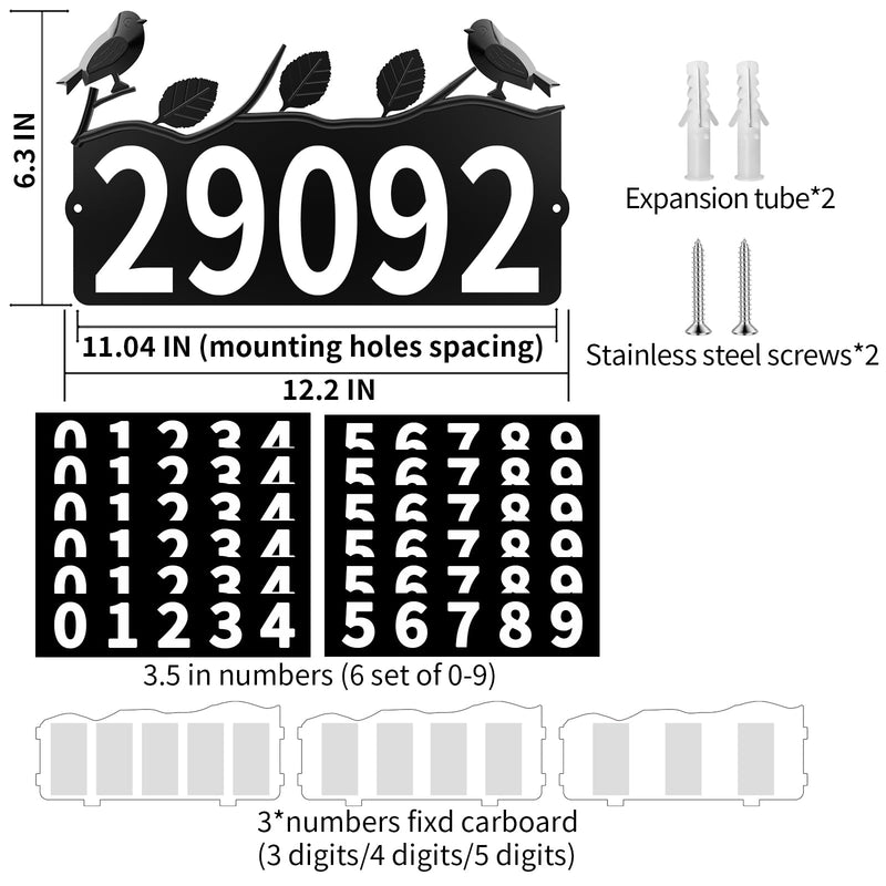 Metal Address Numbers for House, Address Plaque, Waterproof, Rustproof Address Sign for Yard Home Office Street Yard Mailbox Black(bird)