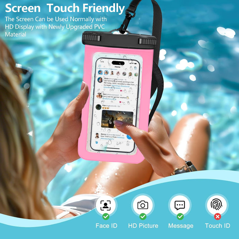 Waterproof Phone Pouch IPX8 Universal Waterproof Case Dry Bag Phone Protector for iPhone 15 14 13 12 11 Pro Max Plus XS XR X 8 Galaxy S23 S22 S21 S20 Pixel Up to 7.5"