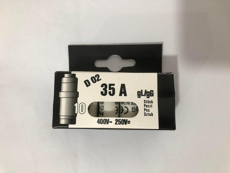 Heschen Ceramic Neozed Fuse Links, D0 Type Fuse Link, D02, 35A 400VAC, gL/gG Type, Pack of 10