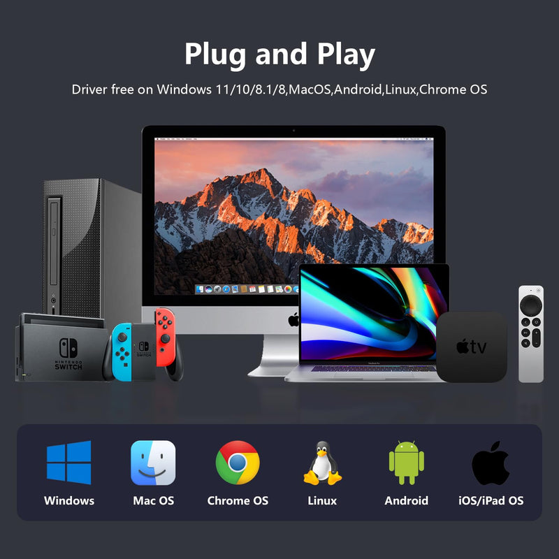 USB to Ethernet Adapter 5Gbps, Aluminum Driver Free USB-C to RJ45 5000Mbps Gigabit Ethernet LAN Network Adapter for iPhone 17/16,iPad,Galaxy,Switch,Laptop,PC, MacBook,Windows,MacOS,Linux 5Gbps USB-C/USB 3.0 to Ethernet Adapter