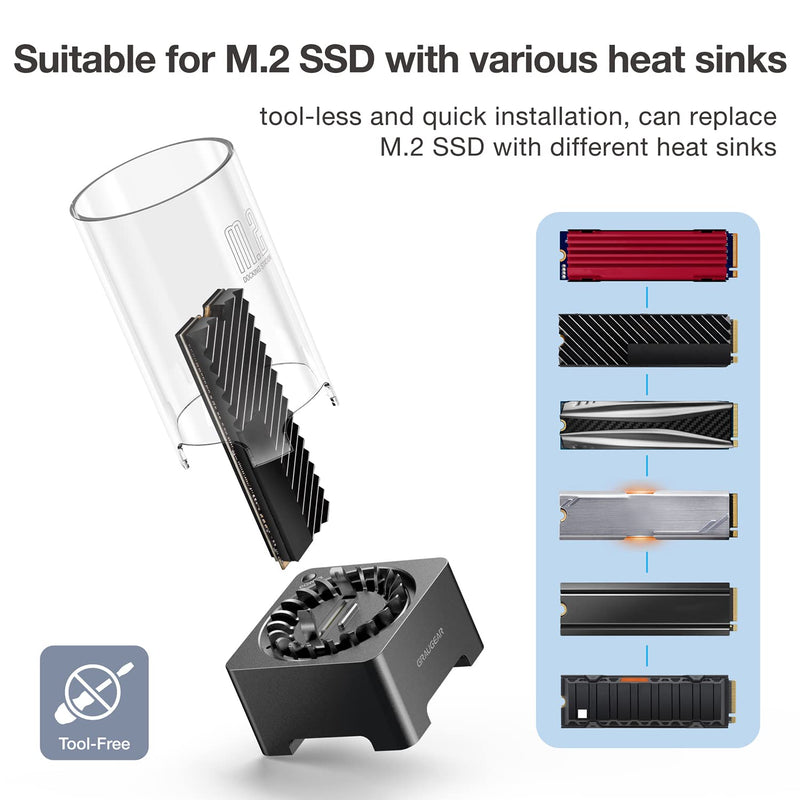 GRAUGEAR M.2 External Cases Bundle: NVMe/SATA SSD Docking Station With Built-in Cooling Fan and NVMe SSD Enclosure With RGB Light Strips