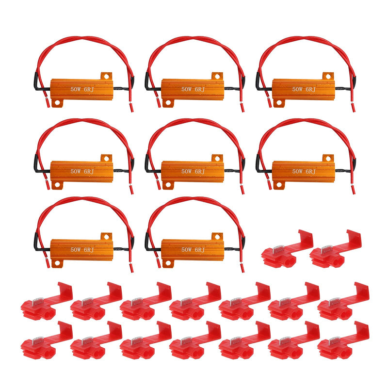 8-Pack 50W 6Ohm LED Load Resistors, Automotive Replacement Resistors for Flickering LED Turn Signal Light & LED License Plate Lights & DRL