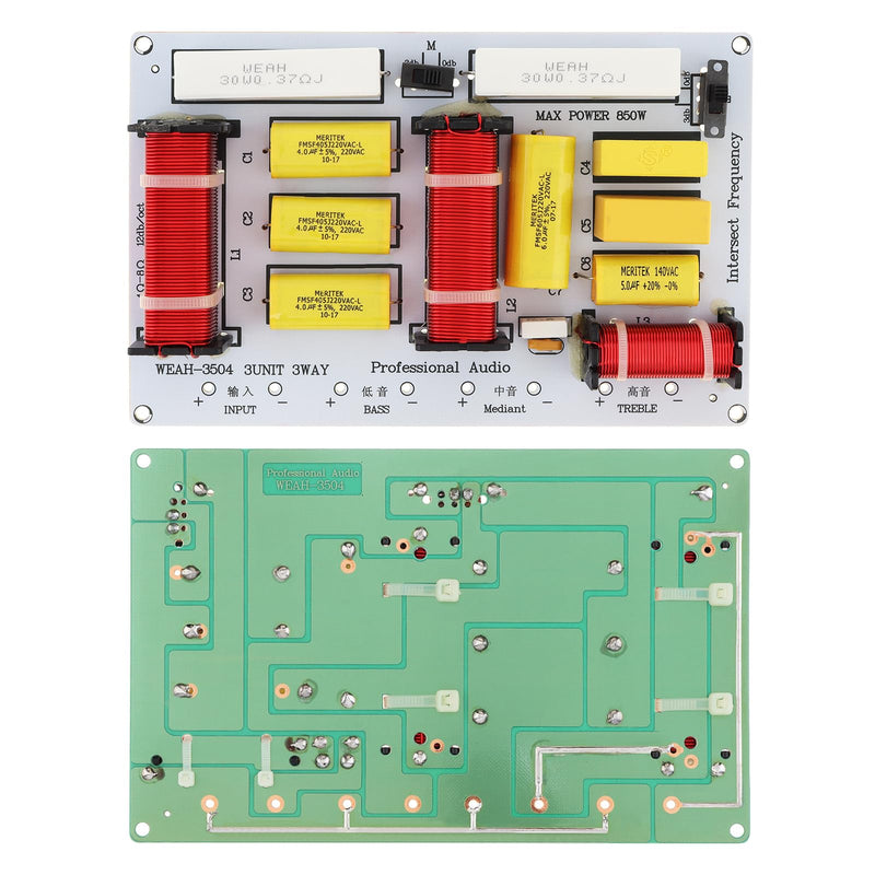 3 Way Speaker Crossover, 350W 3 Way 3 Speaker Unit HiFi Home Speakers Audio Frequency Divider Crossover Strainers Yellow