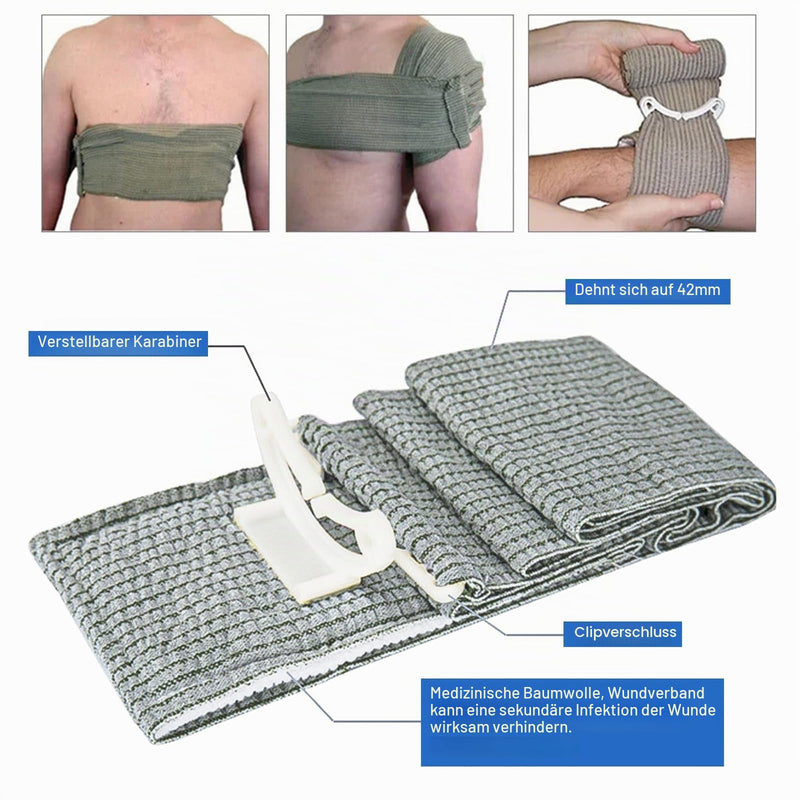 Pack of 4 Israeli Bandage, 6 Inch Hemostatic Tourniquets Elastic Bandage, First Aid Wound, Hemostatic Bandage Vacuum Pack for Indoor, Outdoor, The Perfect Choice for Your Emergency Equipment