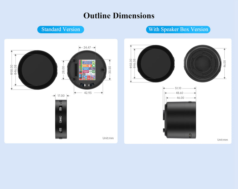 ESP32-S3 with 1.85inch Touch Round LCD Development Board, 360x360, Supports Wi-Fi & BLE 5, AI Speech, Smart Speaker Box,Supports AI Speech Interaction and Offline Voice Control, with 8Ω 2W Speaker