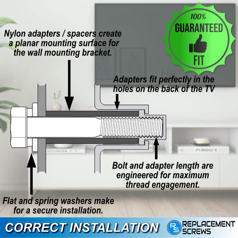 ReplacementScrews Wall Mount Screws Compatible with Samsung QN43Q60R (QN43Q60RAFXZA)