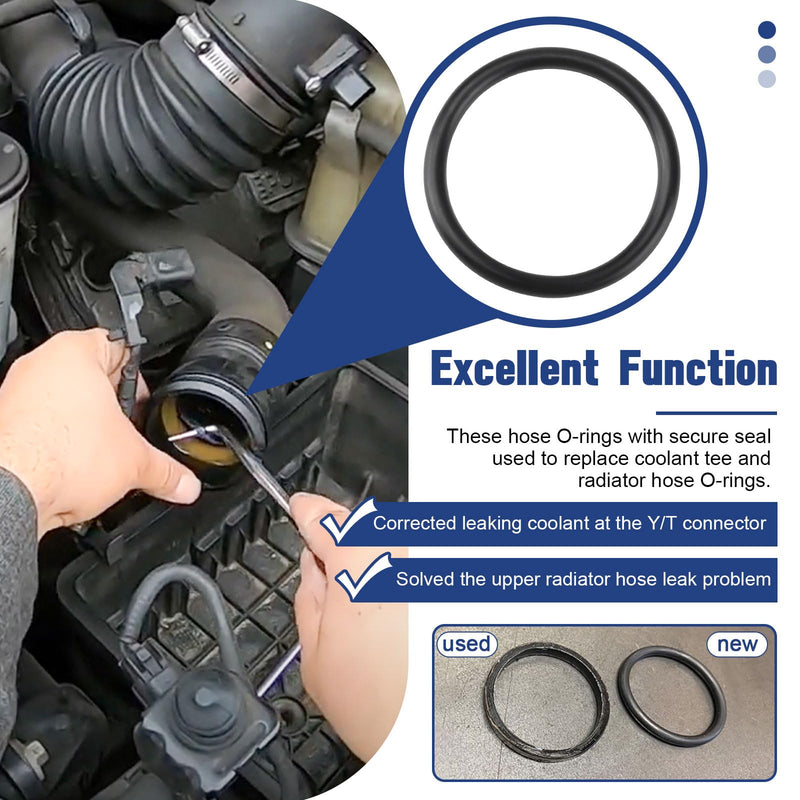 Radiator Hose and T-Pipe Coolant Tee O-Ring Kit Fit for Ford F-150 5.0L 2011-18 Mustang DR3Z-8566-A & BC3Z-8590-F, Engine Hose O-Rings Repair Kit Compatible with Lincoln Select Models, 3Pack