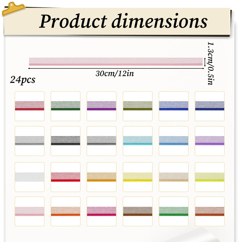 48 Pcs Book Binding Endbands, 12 Inch Cotton Book Headband Binding Kit for Beginners, 24 Colors