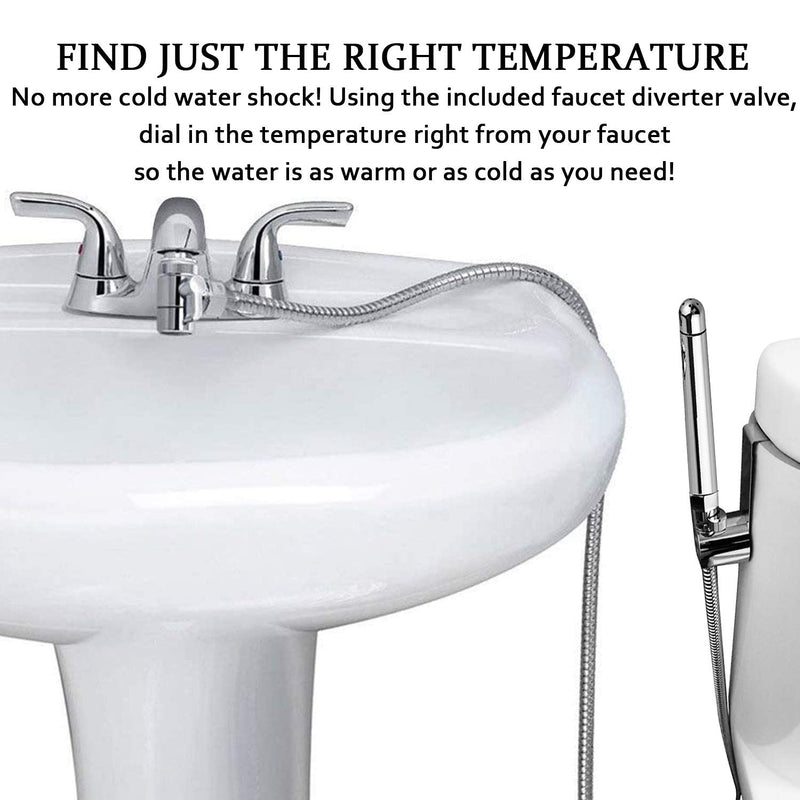 Handheld Shower with Faucet Douche Attachments, Shower 3 Heads in Aluminium - with Faucet Splitter, 59 inch Hose and Hook up Toilet or Wall Mount
