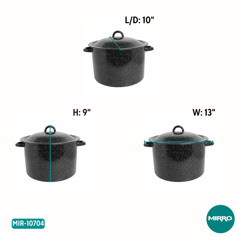 MIRRO 7.75qt Enamel Stock Pot, Black 7.8 Quarts