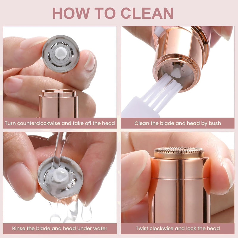 Facial Hair Remover for Women, Leuxe Painless Hair Removal Waterproof Shaver Razor with LED Light for Peach Fuzz Fine Hair Chin Cheek Upper Lip Pink