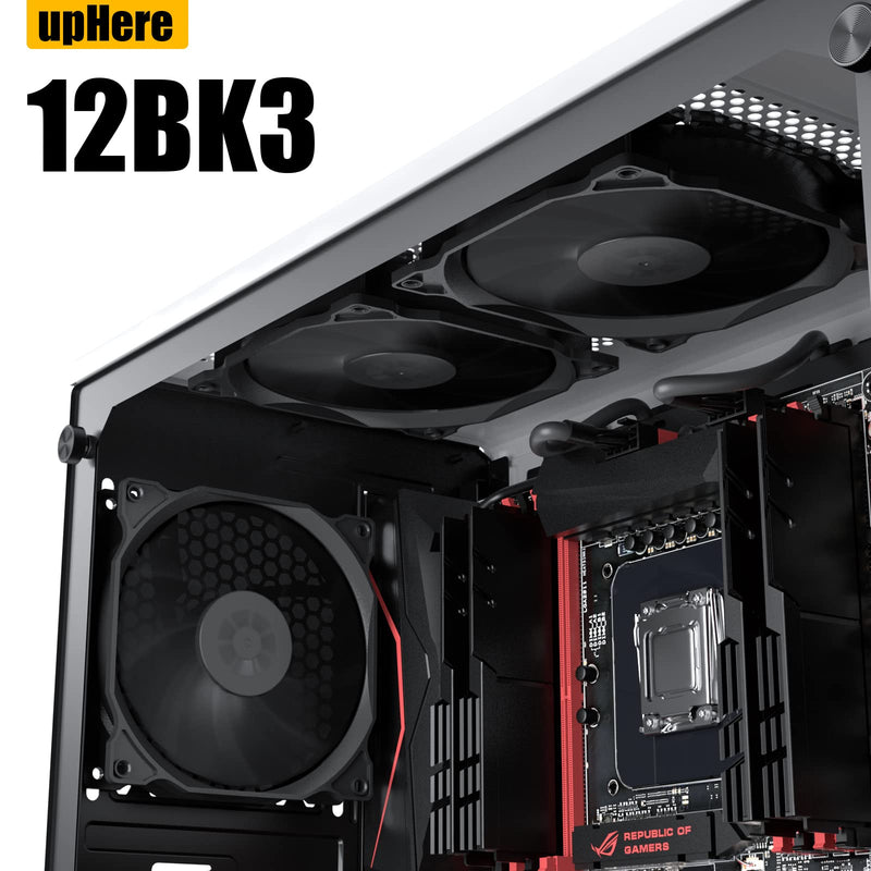 upHere 3-PIN 120mm PC case fan extremely quiet 3 pack black/12BK3-3 12BK3-3-3 pieces 12BK3 black