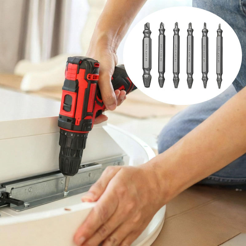 6-Piece Screw Extractor Set Made of High-Speed Steel Screw Extractor Includes Storage Case for Unscrewing Rusted or Worn Screws