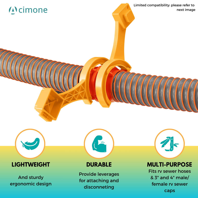 ACIMONE RV Sewer Hose Fitting Wrench, Multi-Purpose RV Sewer Hose Wrench, RV Sewer Cleanout Cap Wrench Fit Most 3-Inch and 4-Inch Male/Female Camper Sewer Caps for Black Water Tank, Orange 2PC Orange