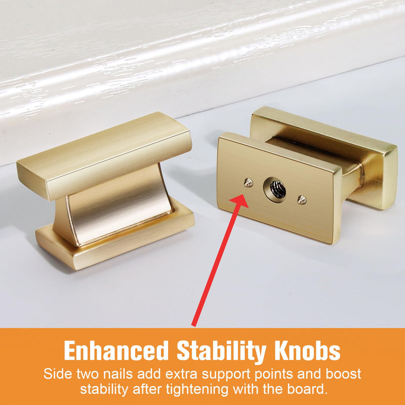 VEHCIL 10 Pack Square Brushed Gold Cabinet Knobs,Single Hole Cabinet Handles Gold Knobs for Cabinets and Drawers Cupboard Closet Bathroom Dresser Hardware,Solid Zinc Alloy 1.5 Inch