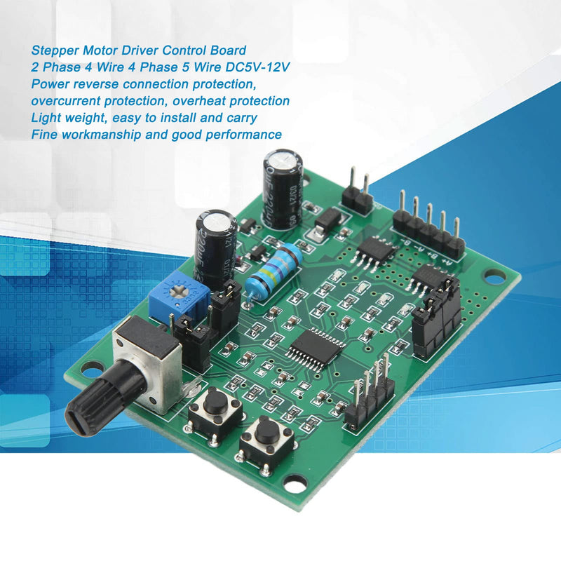 Stepper Motor Driver Board DC5V 12V Micro for 2 Phases 4 Wire and 4 Phase 5 Wire Reduction Control Module Miniature with Reverse Polarity Protection