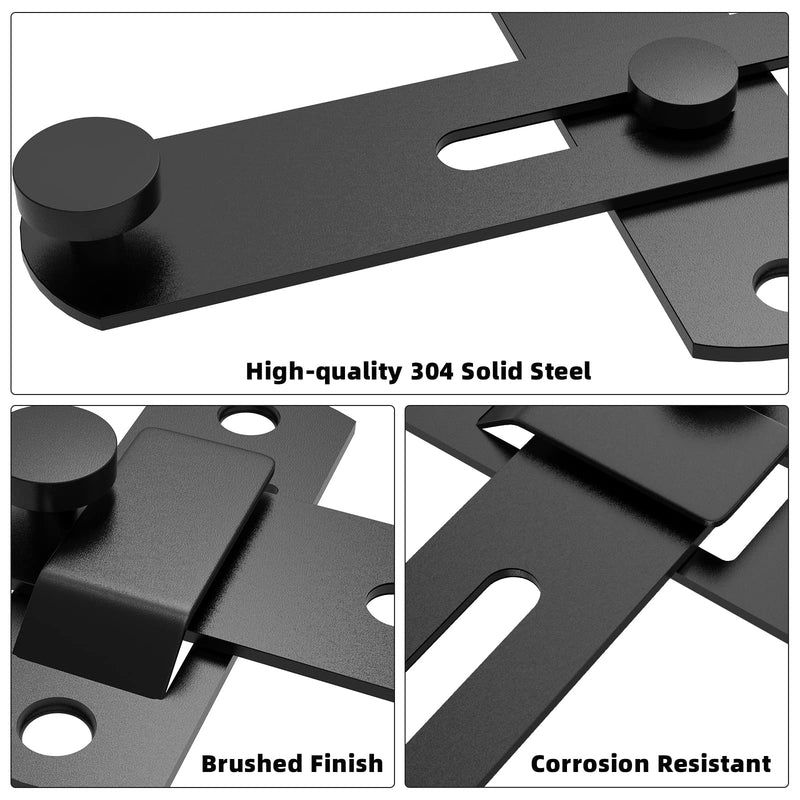 180 Degree Flip Sliding Barn Door Lock for Privacy - Safe barn Door Locks and latches for Barn Door, Pet Door, Bathroom, Outdoor, Garage, Window, Sliding Door（2pcs） Black