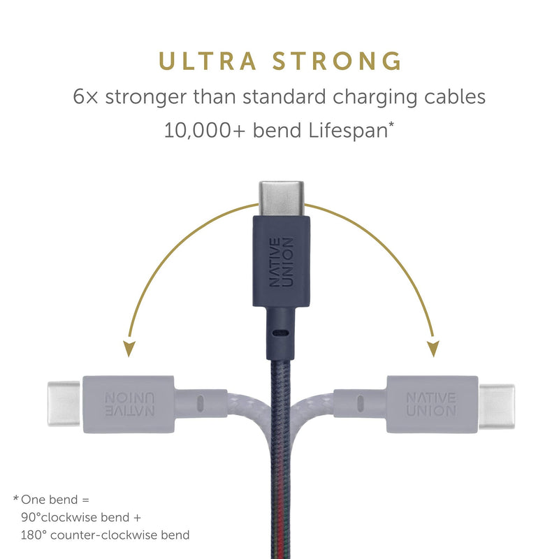 Native Union Belt Cable XL USB-A to USB-C - 10ft Ultra-Strong Charging Cable with Leather Strap for iPhone 17/17 Pro/17e, iPhone Air, Galaxy S26/S25, Z Fold 7/Flip 7, Pixel 10 Pro, iPad Pro (Zebra) Zebra