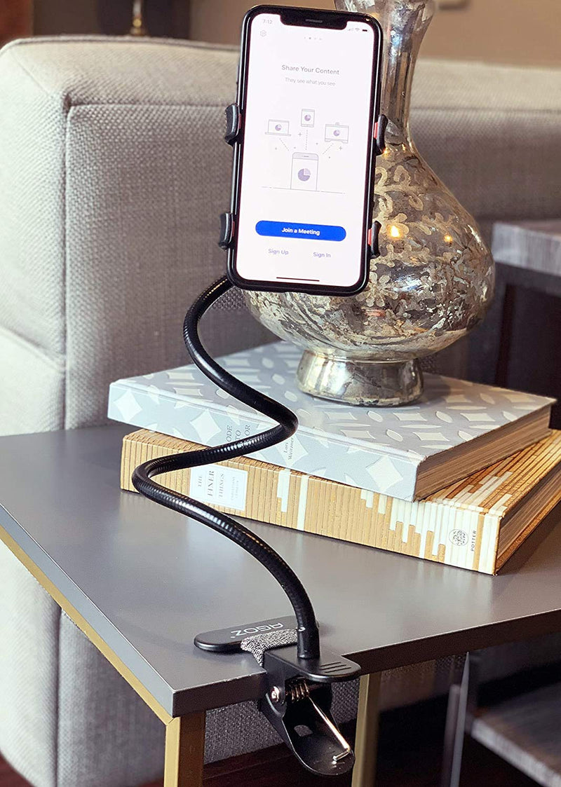 AGOZ Cell Phone Holder Gooseneck Mount, Lazy Clamp Clip Flexible Phone Stand for Office Desk Bed iPhone 16 Pro Max, iPhone 15 14 13 12 11, Samsung Galaxy S25, S25 Ultra, S24 S23 S22 A54 A14 A15 A16 Black
