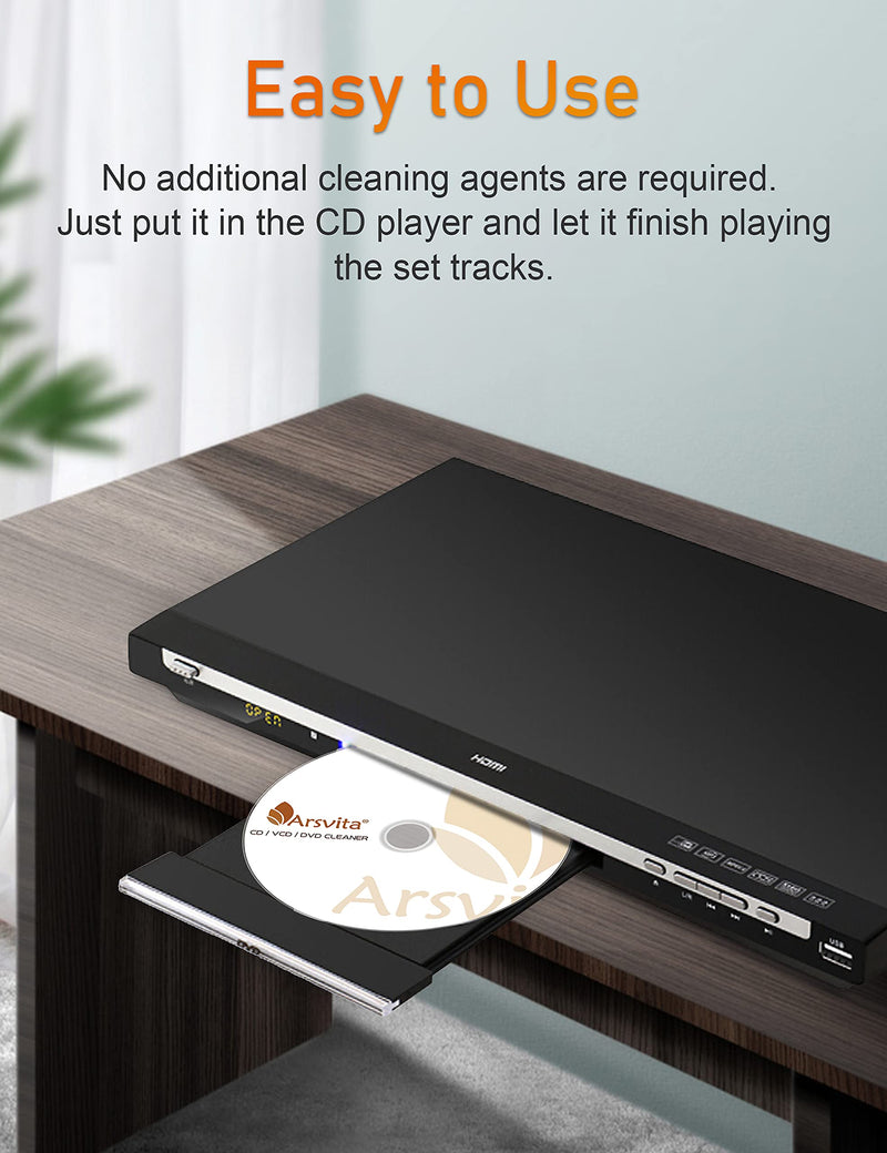 Arsvita CD Laser Lens Cleaner Disc Cleaning Set for CD/VCD/DVD Player, Safe and Effective
