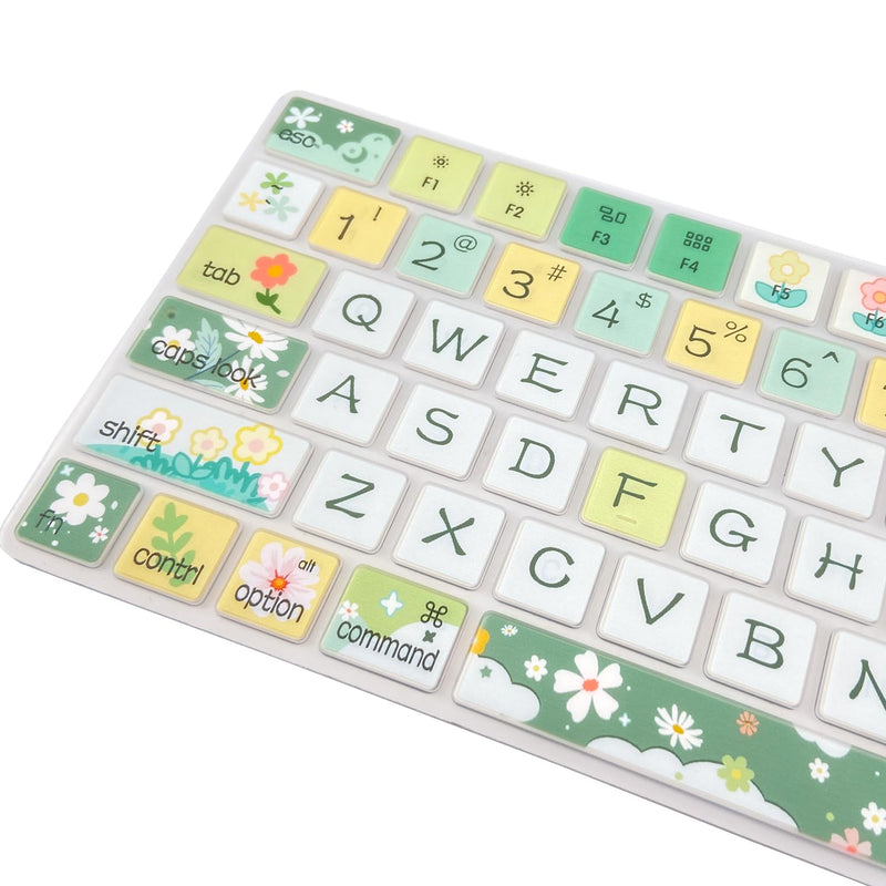 Keyboard Cover Skin for Apple iMac Wireless Magic Keyboard 2nd Gen (Model: A1644 MLA22LL/A) Without Numeric Keypad, Cute Silicone Skin Protector, Spring Flowers