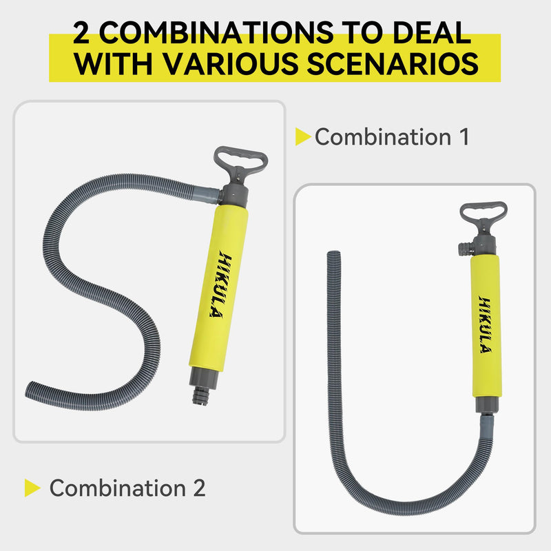 Manual Bilge Pump for Boats Kayak Canoe - Portable Siphon Pump, Kayak Bailer with Reversible Hose,Yellow,19Inch Yellow Large