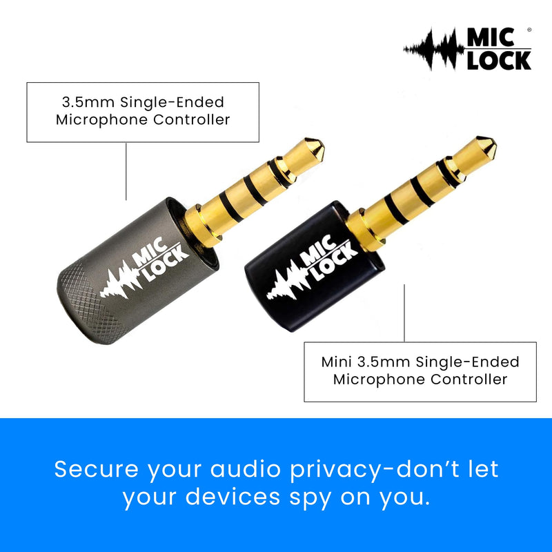 Mic-Lock Mini 3.5mm for Headphone Port - Microphone Audio and Data Security - Privacy Protector for Laptops, Smartphones, Tablets, and Computers (Black, Single Pack)