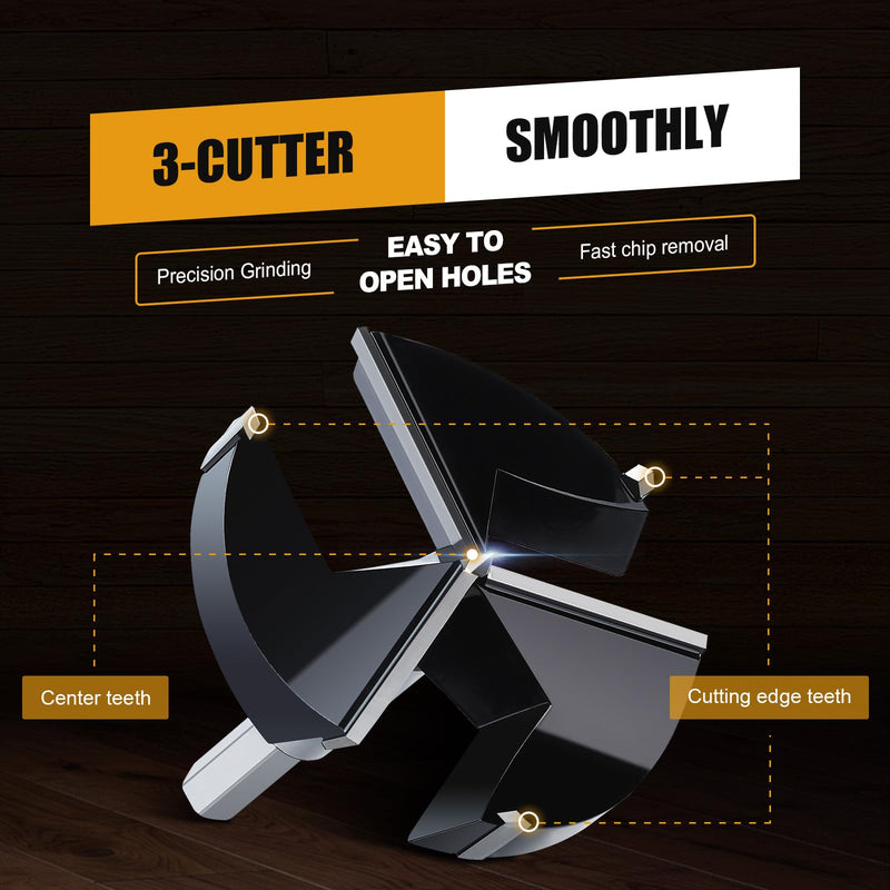 4" | 102mm Forstner Drill Bit,Triple Flute Tungsten Carbide Tipped - for Hard Wood,Soft Wood Woodworking Hinge Cutter Tool Kits for Veneered Plywood Plastic 4'' | 102mm