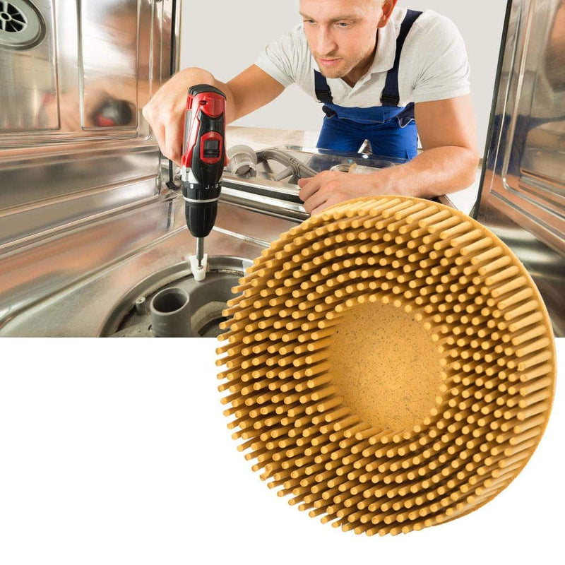 Bristle Brush Disc 3 Inch Rubber Abrasive Brush Polishing Grinding Disc for Burr Rust Removal(Yellow) Yellow