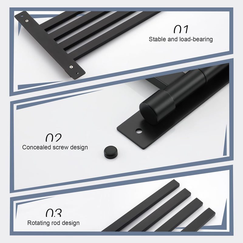 KOKOSIRI Bathroom Towel Bars Swivel Towel Rails Matte Black Swing Out Hand Towel Holder 4-Arm for Bath Kitchen Wall Stainless Steel B5007BK-A4 4-Bar