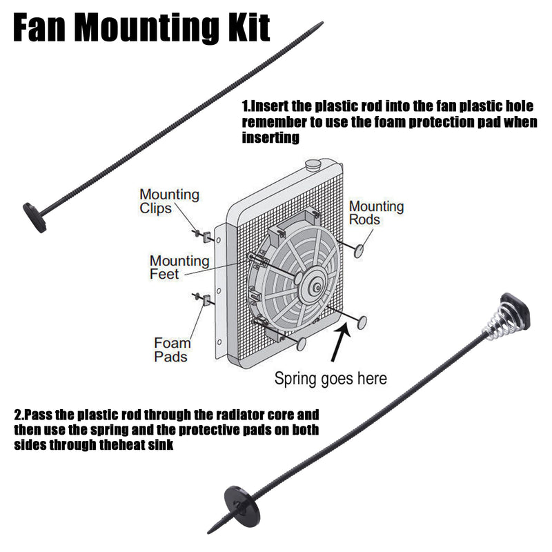 Fan Mounting Kit, Electric Radiator Fan Plastic rods Installation Kit Compatible Mount Hold Radiator Spal Fan, Electric Cooling Fan and Transmission Cooler