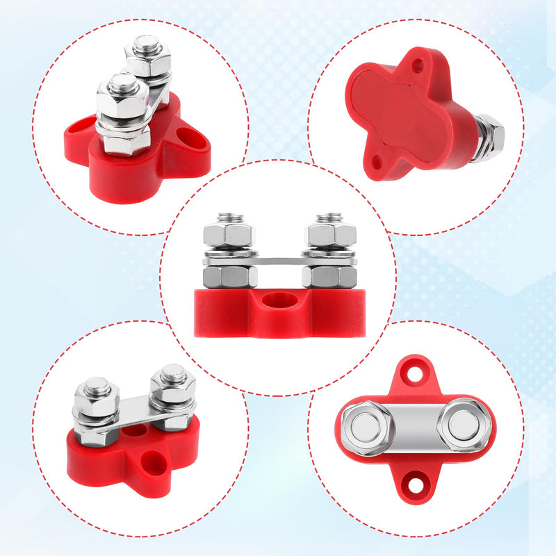 2 PCS Power Distribution Block Bus Bar 12v 200a Battery Wire Terminal Block M8 Battery Distribution Block Post Positive&Negative Busbar for Auto Car Marine Boat, Red & Black Set(Dual 5/16" Stud) Dual 5/16" Stud