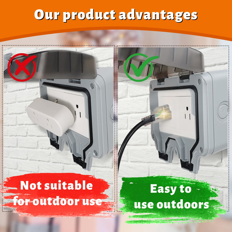 2PCS Thermostat Controlled Extension Cord,32°F(0 Degree) Auto On/50°F(10 Degree) Thermostat Controlled Outlet for Heat Cable Controller,Compatible with Any Outdoor Thermostat Plug Outlet 1 Plug/2PCS