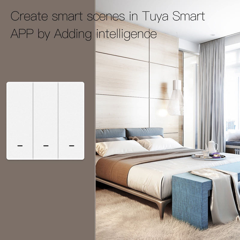 MOES Tuya ZigBee Wireless 3 Scene Switch Mechanical Push Button Controller Battery Powered Transmitter Switch via Smart Life App Smart Home Automation Scenario for Smart Devices 1 Gang
