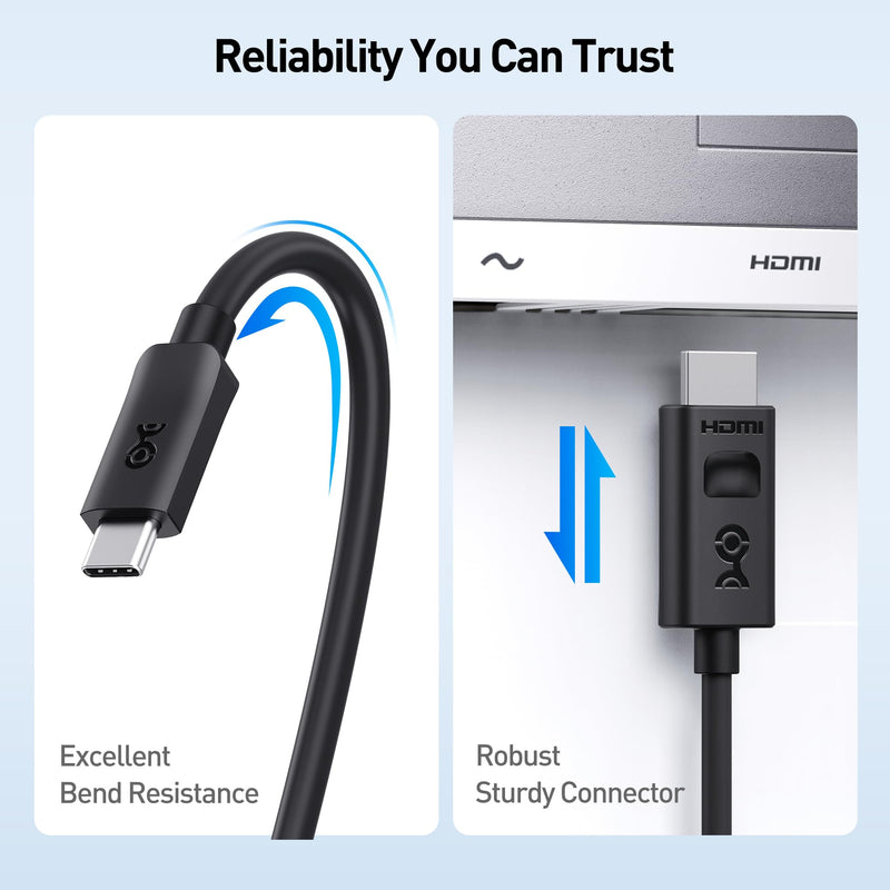 Cable Matters Unidirectional USB C to HDMI 2.1 Cable - 6ft, Support 4K@240Hz and 8K@60Hz, HDR - Thunderbolt 4, Thunderbolt 5, USB 4 Compatible with MacBook Pro, XPS, ThinkPad - Max 4K 60Hz on macOS 6 Feet