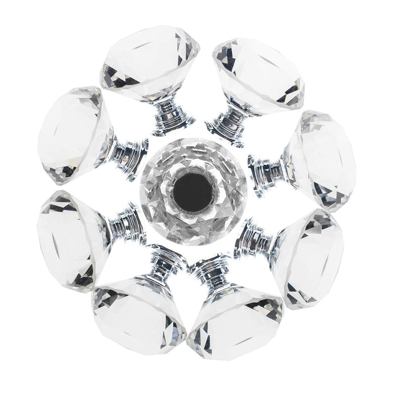 YourGift 30 Pack Drawer Knobs Diamond Shaped Crystal Glass 30mm Cabinet Knobs Pull Handle (30 mm, 30 Pack, Silver) 30 mm, 30 Pack