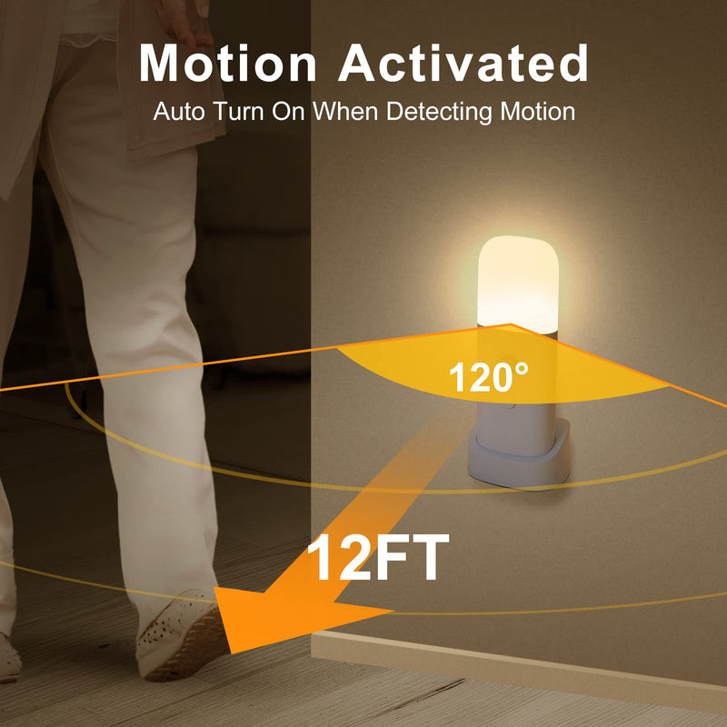 YELKO Rechargeable Motion Sensor Night Light, Battery Operated nightlights, Dimmable Motion Sensor Light Indoor, Cordless Motion Activated Night Lights for Adults, Hallway (Cool White 4Pack) Cool White Four Pack
