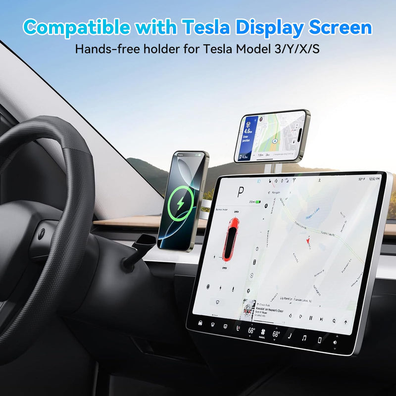 aceyoon Laptop Phone Mount, Fast Wireless Charger Magnetic Phone Holder for Laptop, 180°Adjustable Phone Stand for iPhone 16/15/14/13/12 MagSafe and All Phones, MacBook, PC Monitor