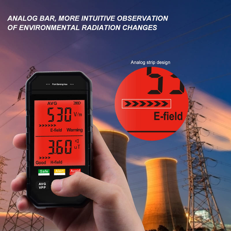 EMF Meter, Electromagnetic Field Radiation Detector with Backlit Digital LCD Display, Automatic Alarm, Portable EMF Tester for Home Office EMF Inspections