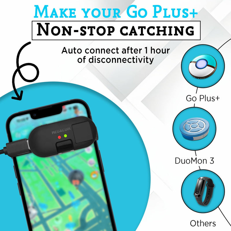 megacom Tapmon - Auto Reconnect & Tapper compatible for PoGo Plus+, Auto catcher and DuoMon - Pocket Monster Uninterrupted Catching - iPhone X/11/12/13/14/15