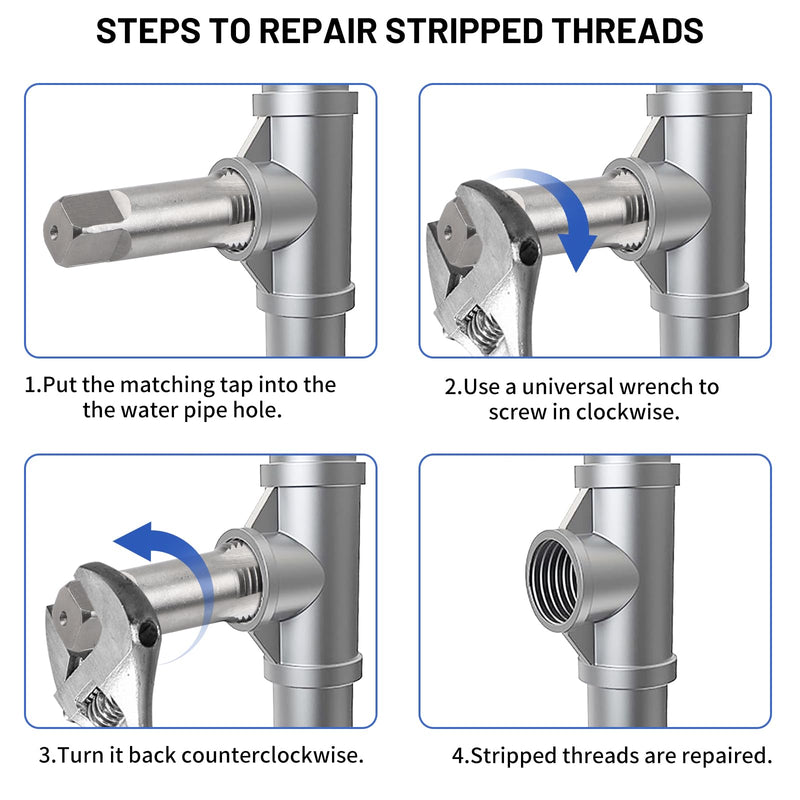 SWAWIS 5 piece pipe tap set tap tap G1/8、G1/4、G3/8、G1/2、G3/4 thread re-drill machine tap hand tap repair of pipe thread connections